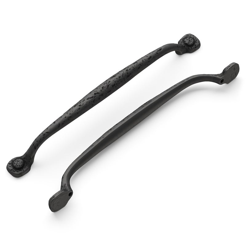 Hickory Hardware 1 Pack Solid Core Kitchen Cabinet Pulls, Luxury Cabinet Handles, Hardware for Doors & Dresser Drawers, 8-13/16 Inch (224mm) Hole Center, Black Iron, Refined Rustic Collection - Image 1